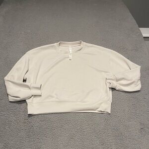 Lululemon Women's Perfectly Oversized Cropped Crew Softstreme White Opal Sweater